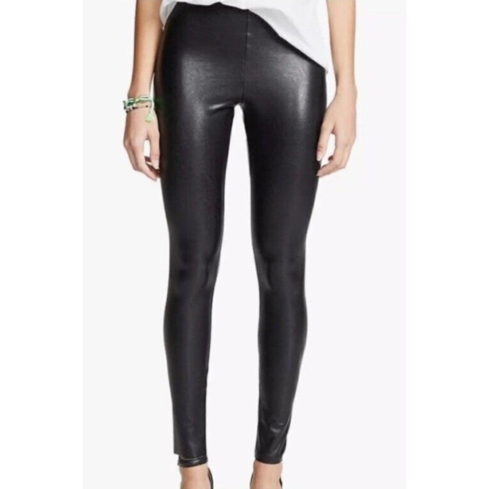 Commando Womens Black Vegan Faux Leather High Rise‎ Leggings Size Small
